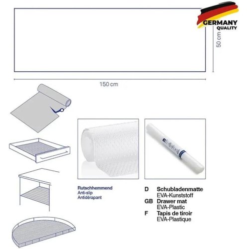Килимок для кухонних ящиків KELA Soletta, 150х50см, темно-сірий (11388)