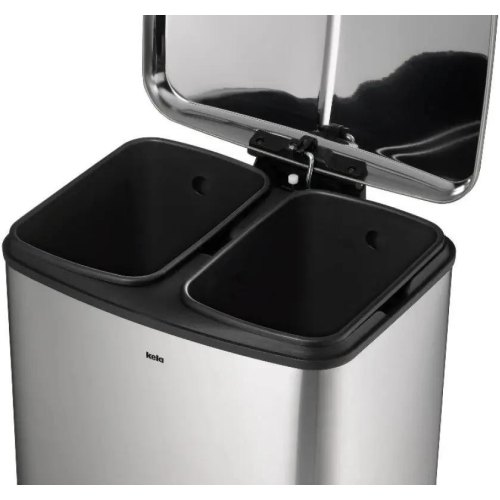 Відро для сміття KELA Davino, 2 відділення, 2х12л, з педаллю, сріблясте (10954)