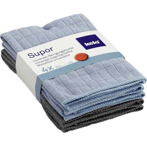 Ганчірки універсальні KELA Supor, мікрофібра, 35x35см, 4шт, блакитні (12730)