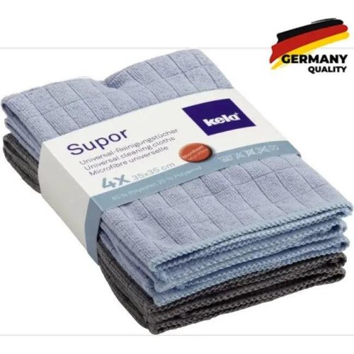 Ганчірки універсальні KELA Supor, мікрофібра, 35x35см, 4шт, блакитні (12730)