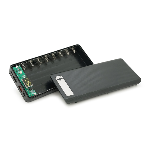 Зовнішній акумулятор Powerbank Voltronic M8-PD, живлення 8х18650, MicroUSB/USB Type-C, ліхтарик, дисплей, ABS, PVC, Black