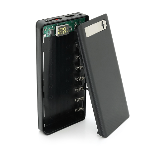 Зовнішній акумулятор Powerbank Voltronic M8-PD, живлення 8х18650, MicroUSB/USB Type-C, ліхтарик, дисплей, ABS, PVC, Black
