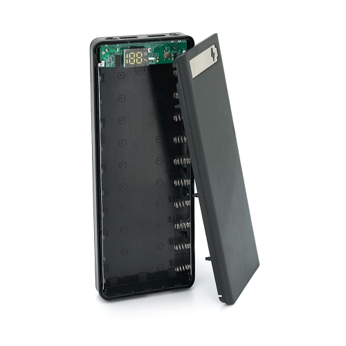 Зовнішній акумулятор Powerbank Voltronic M10-PD, живлення 10х18650, MicroUSB/USB Type-C, ліхтарик, дисплей, ABS, PVC, Black