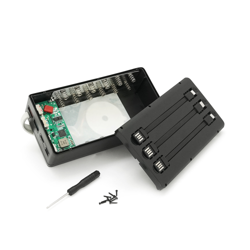 Зовнішній акумулятор Powerbank Voltronic C12-PD-QI, живлення 12х18650, бездротова зарядка, MicroUSB/USB Type-C/Lightning, 22.5W, ABS, PVC, Black