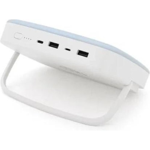 Зовнішній акумулятор PowerBank Borofone DBT07, 10000mAh, 2xUSB Type-A/1x USB Type-C, 18W, ліхтарик, White