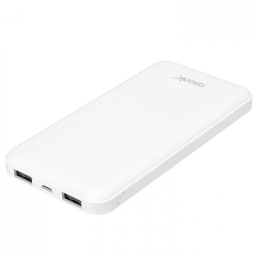 Зовнішній акумулятор Powerbank ASONIC AS-P10-W, 10000mAh, 2xUSB Type-A, White