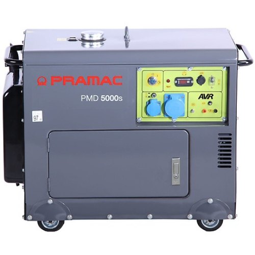 Генератор дизельний Pramac PMD5000s, 5kW, 50Hz, 19.6A, 96dB, AVR, стартер, 230V, об'єм 14.5л, витрата 1.28л/год