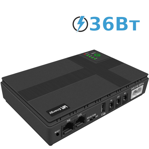 Джерело безперебійного живлення для роутерів VIA Energy Mini UPS 3.0, 12000мАгод, 36Вт/год