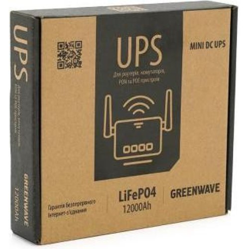 Джерело безперебійного живлення для роутерів Greenwave Ecoputer-P60W, PON/POE, 12V, USB 2A, 12000mAh, Black (GWUPS-60W-12000)