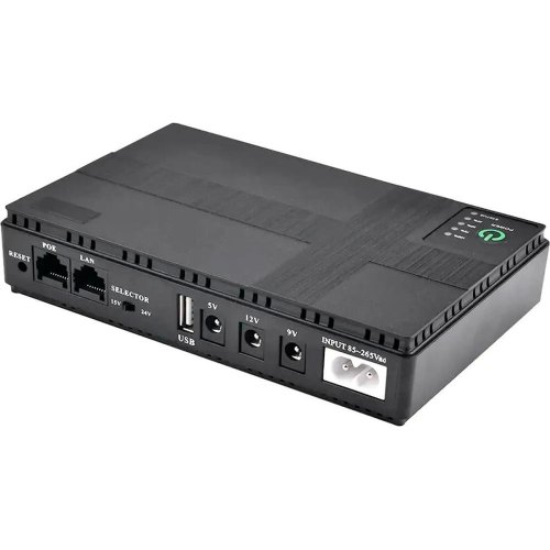 Джерело безперебійного живлення для роутерів Greenwave UPS-36W DC1036P-10, PON/POE-430 (15-24V), 5/9/12V, 10400mAh, USB 3.0, Black