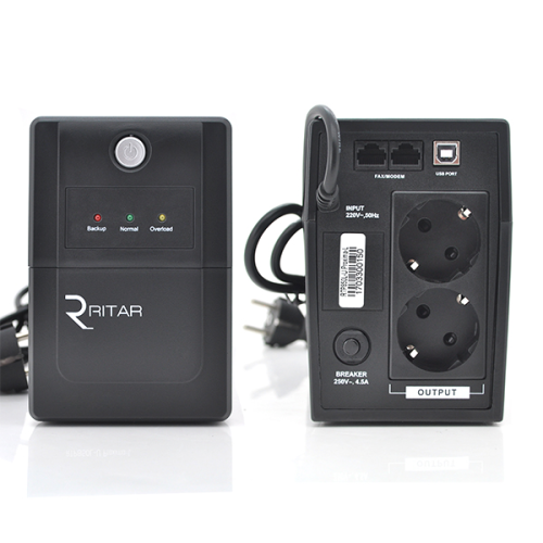 Джерело безперебійного живлення Ritar RTP850L-U, 510W, Proxima-L, LED, AVR, 2st, USB, 2xSCHUKO, 1x12V 9Ah