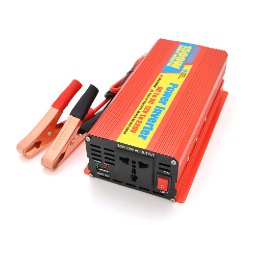 Інвертор напруги ERYUAN EY-1500, 900Вт, 12/220V, approximated, 1 універсальна розетка, USB, клеми, крокодили, Box