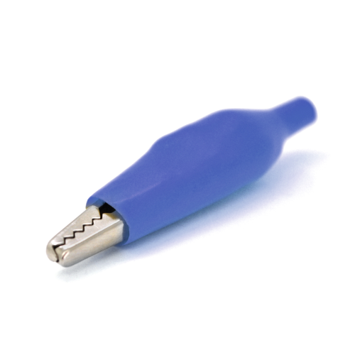 Затискач-крокодил тестерний Voltronic АС-002, 45мм, еластичний гумовий кожух, синій, Q200 (YT-CTC / 45Be)