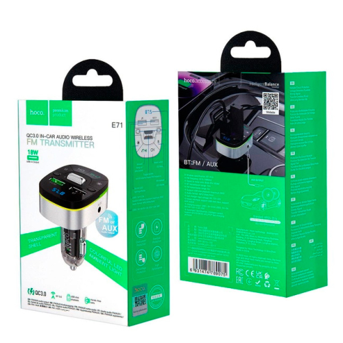 FM-модулятор HOCO E71, Black/Silver, Box