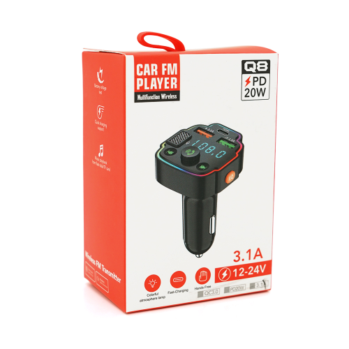 FM-модулятор Voltronic Q8, з еквалайзером, 3.1A, USB, TF