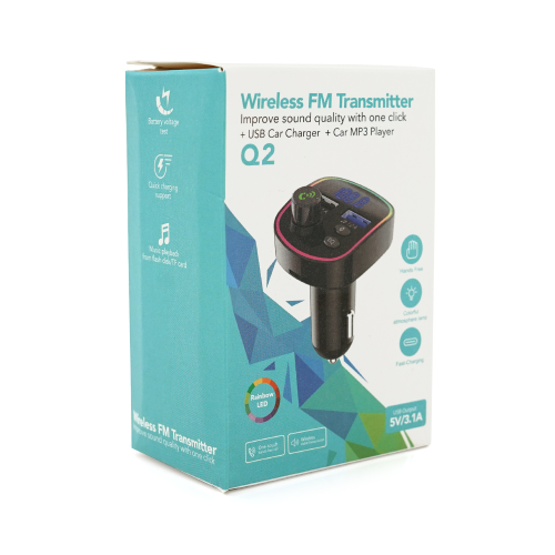 FM-модулятор Voltronic Q2, з еквалайзером, 1.5A, FM, USB, TF