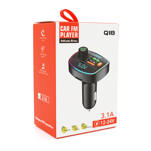 FM-модулятор Voltronic Q18, з еквалайзером, 3.1A, USB, TF