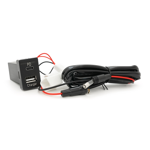 Автомобільний зарядний пристрій Voltronic 38W-L01T03-Fuse, PD+QC, Type-C: 20W, USB: 18W, Black
