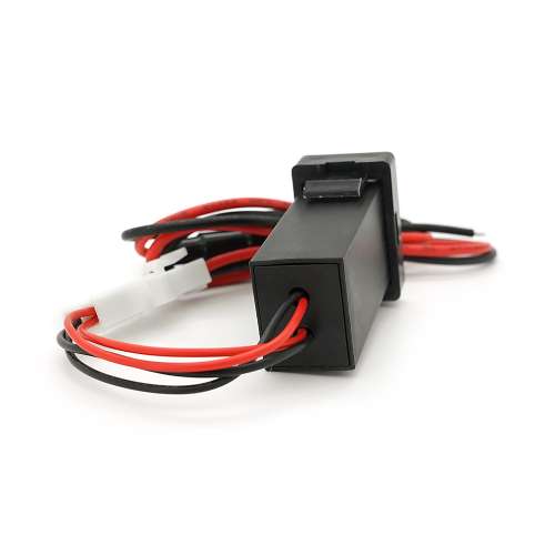 Автомобільний зарядний пристрій врізний Voltronic 38W-L01T03-S, PD+QC, Type-C 20W, USB 18W, комплект дротів під паяння, Black