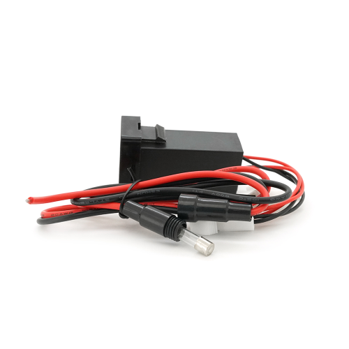 Автомобільний зарядний пристрій врізний Voltronic 38W-L01T03-S, PD+QC, Type-C 20W, USB 18W, комплект дротів під паяння, Black