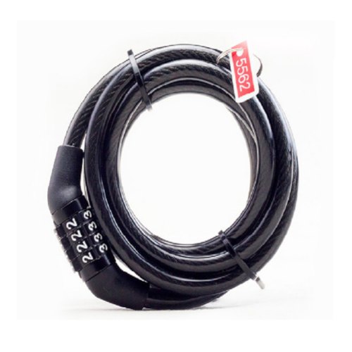 Замок велосипедний тросовий, кодовий Voltronic Dead Fly Lock 532, довжина 6*1000мм, АBS/сталевий дріт, Black