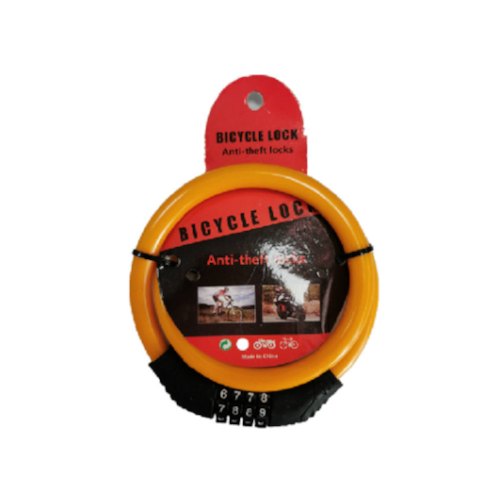 Замок велосипедний тросовий, кодовий Voltronic BG-202, довжина 12*600мм, АBS/сталевий дріт, Orange