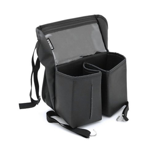 Автомобільний органайзер CABULE, між сидіннями, 32x32см, двосторонній, кріплення до передніх сидінь ременями, 5 відділень, PV-шкіра, чорний