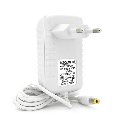 Імпульсний адаптер живлення Voltronic YT-12006, 12В, 0.6А, 7.2Вт, штекер 5.5x2.5, довжина 1м, Q50, White