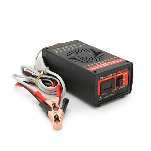 Інтелектуальний зарядний пристрій Master Watt MW-ROBOT-25, для акумулятора 12V, 2-400Ah, MF/WET/AGM/GEL, 160-245V, струм заряду 25А, крокодили