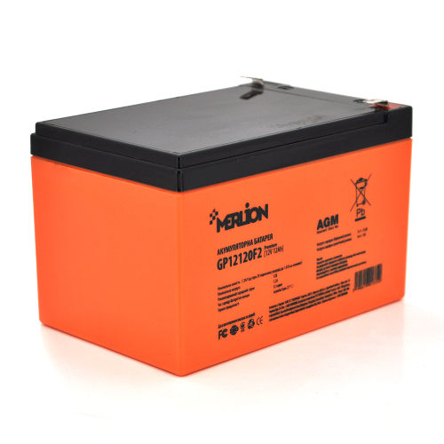 Акумуляторна батарея MERLION GP12120F2 PREMIUM, AGM, 12V, 12Ah, Orange, Q6
