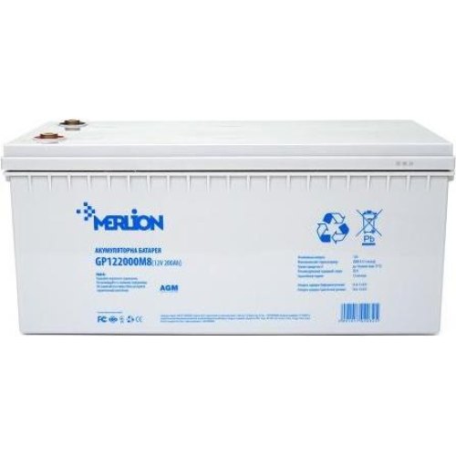 Акумуляторна батарея MERLION GP122000M8, AGM, 12V, 200Ah, Q1/18