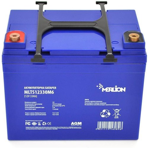 Акумуляторна батарея MERLION MLTS12330M6+, EURO AGM, 12V, 33Ah, Blue (on the left), Q1