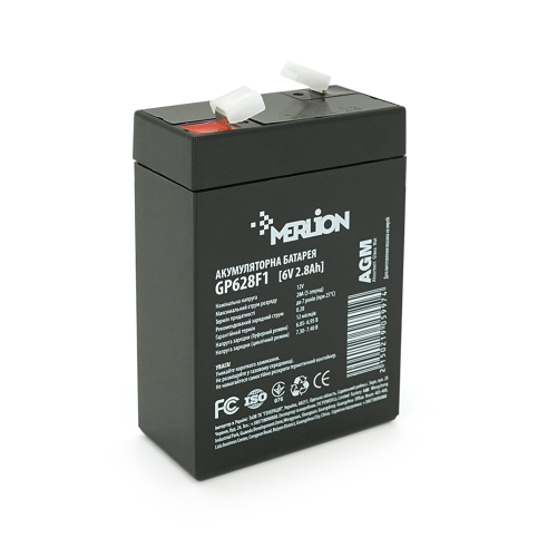 Акумуляторна батарея MERLION GP628F1, AGM, 6V, 2.8Ah, Q20