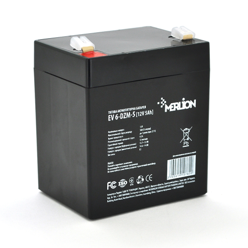 Тягова акумуляторна батарея Merlion EV 6-DZM-5, 12V, 5Ah, F2, Q10