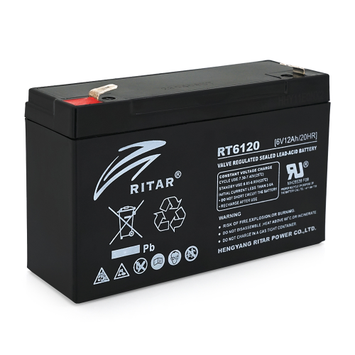Акумуляторна батарея RITAR RT6120A, AGM, Black Case, 6V, 12Ah, Q10
