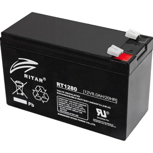 Акумуляторна батарея RITAR RT1280, AGM, Black Case, 12V, 8Ah, Q10