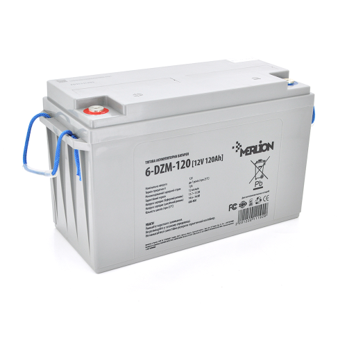 Тягова акумуляторна батарея MERLION 6-DZM-120, AGM, 12V, 120Ah, М8, Q1