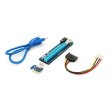 Riser PCI-EX, x1=&gt;x16, 4-pin MOLEX, SATA=&gt;4Pin, USB 3.0 AM-AM 0,6 м (синій), конденсатори PS 100 16V, Пакет