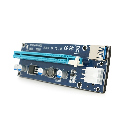 Плата PCE164P-N09 (V009S-Plus) Riser PCI-EX, x1=&gt;x16, USB 3.0, DC12V(PCI-E / 6pin), конденсатори 270, VER009S,Пакет