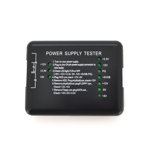 Тестер для діагностики блока живлення Voltronic, 4pin/6pin/8pin/20pin/24pin/Floppy/SATA, Blister