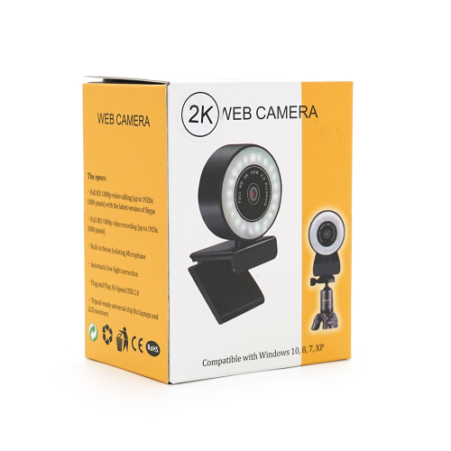 Вебкамера з гарнітурою Voltronic A06, 2К, підсвічування, автофокус, пластик, Black, Q100