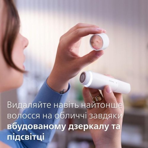 Епілятор дисковий Philips Series 9000, акумулятор, 32 пінцети, волога/суха епіляція, 6 насадок, футляр, білий (BRE770/92)