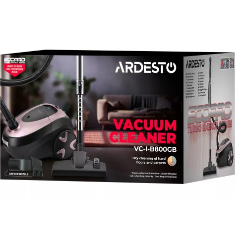 Пилосос Ardesto VC-I-B800GB, 800Вт, мішок 2.5л, HEPA, чорно-бронзовий