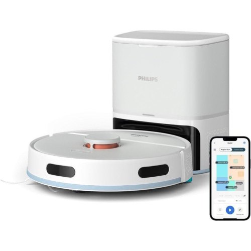 Робот-пилосос Philips Series 2000, висота 9.7см, контейнер 0.38л, контейнер для води 0.3л, HEPA 11, Wi-Fi, станція, білий (XU2100/25)