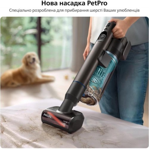 Пилосос бездротовий Philips Complete Series 8000, вологе прибирання, контейнер 0.6л, робота до 30хв, чорно-блакитний (XC8157/01)