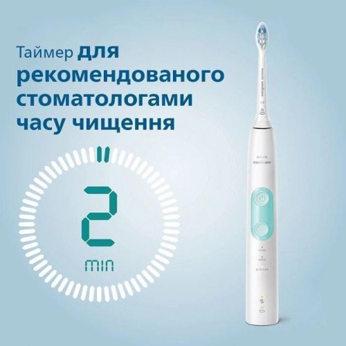 Електрична зубна щітка Philips ProtectiveClean 5100, 62000 коливань на хвилину, 2 насадки, футляр, біла (HX6857/28)