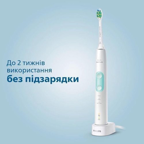 Електрична зубна щітка Philips ProtectiveClean 5100, 62000 коливань на хвилину, 2 насадки, футляр, біла (HX6857/28)