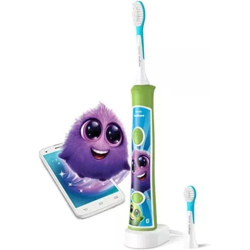 Електрична зубна щітка Philips Sonicare For Kids, 62000 коливань на хвилину, 2 насадки, світло-зелена (HX6352/11)