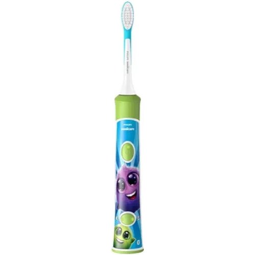 Електрична зубна щітка Philips Sonicare For Kids, 62000 коливань на хвилину, 2 насадки, світло-зелена (HX6352/11)