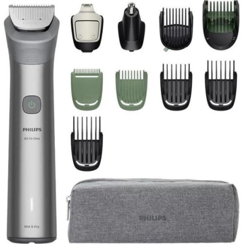 Тример Philips Series 5000, для бороди/голови/тіла, 11 насадок, сталь, сірий (MG5941/15)